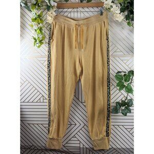 Sundry Tan Track Pants with Leopard Print
